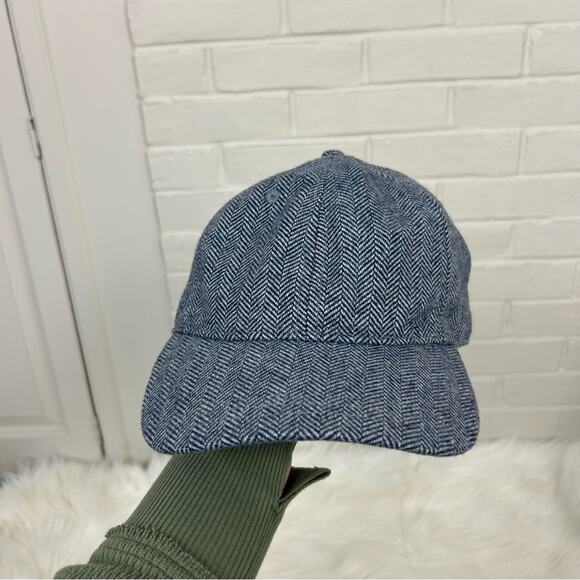 J.Crew Navy Herringbone Wool Blend Knit Baseball Hat OS - Picture 3 of 10